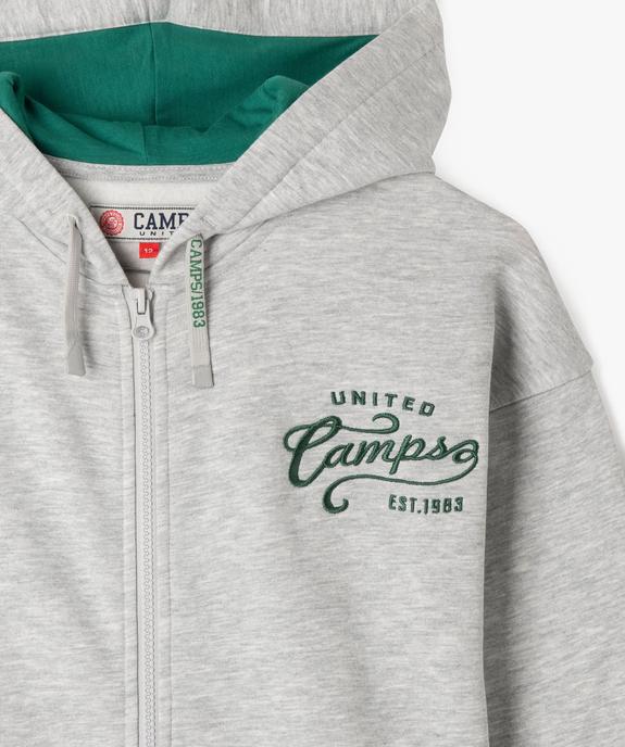 Sweat zippé à capuche avec inscription brodée dos fille - Camps United vue3 - CAMPS GEMO FOR GOOD - GEMO