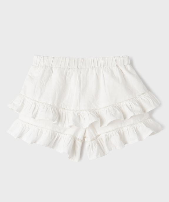 Short à volants en coton avec taille élastique fille vue3 - GEMO (JUNIOR) - GEMO