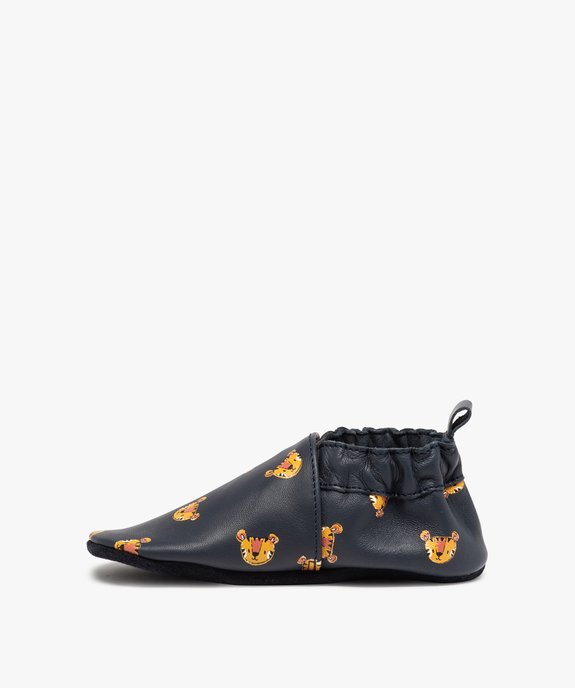 Chaussons bébé garçon en cuir imprimé et col élastiqué vue3 - GEMO (ENFANT) - GEMO