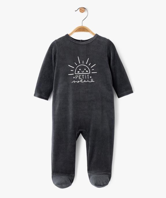 Pyjama en velours avec message sur le buste bébé vue2 - GEMO(BB COUCHE) - GEMO