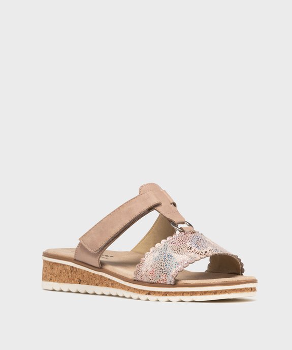 Mules confort à talon compensé et bride scratch femme vue2 - SOFTRELAX - GEMO