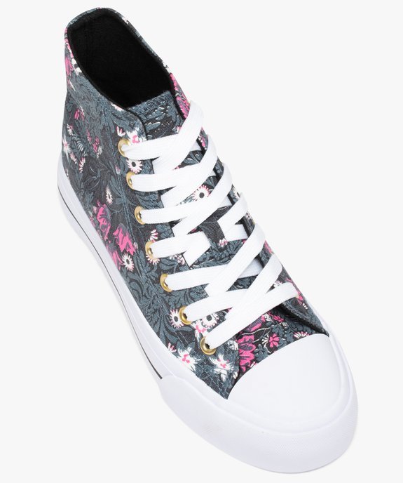 Baskets femme mid-cut en toile imprimé fleurs vue6 - GEMO 4G FEMME - GEMO