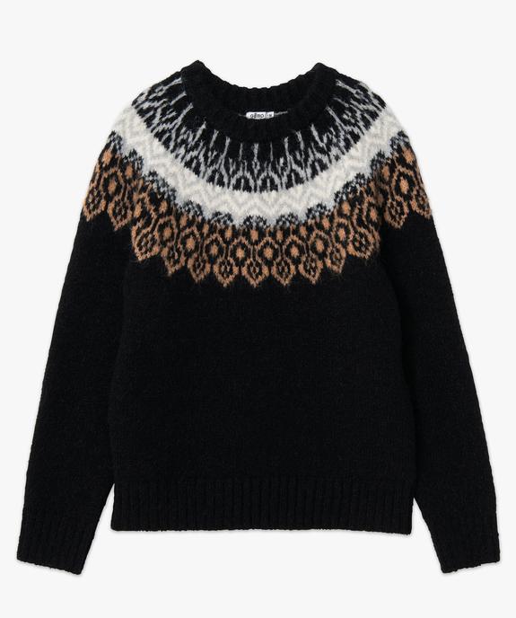 Pull femme jacquard avec col rond vue4 - GEMO(FEMME PAP) - GEMO