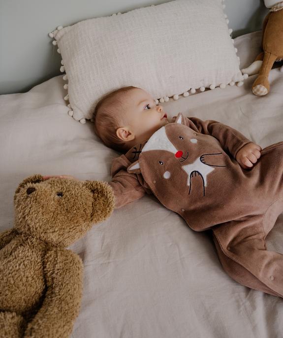 Pyjama en velours ouvert devant motif renne noël bébé vue1 - GEMO 4G BEBE - GEMO