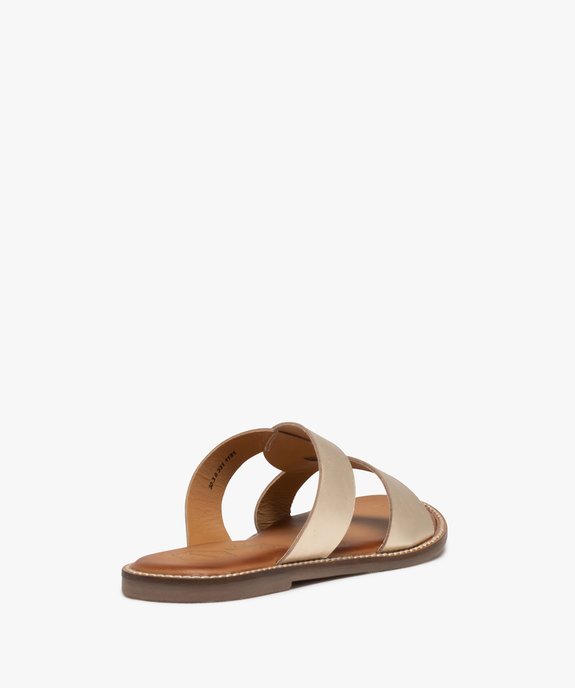 Mules femme à talon plat et larges brides en cuir - Taneo vue4 - TANEO - GEMO