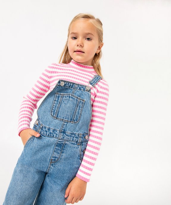 Pull rayé en maille côtelée fille vue1 - GEMO (ENFANT) - GEMO