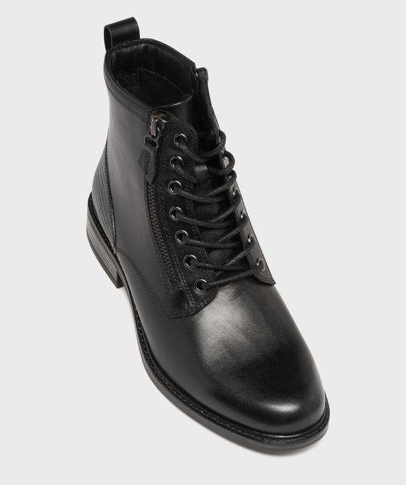 Boots en cuir à talon plat, lacets et zips femme - Tanéo vue5 - TANEO - GEMO