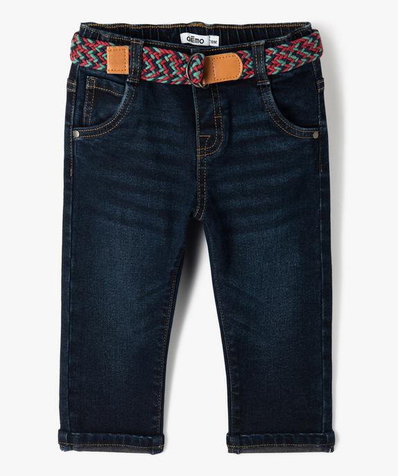 Jean avec ceinture tressée bébé garçon vue1 - GEMO 4G BEBE - GEMO