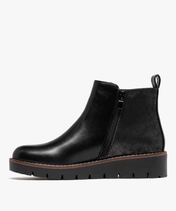 Boots femme à semelle plateforme crantée et à zip fantaisie vue10 - GEMO (CASUAL) - GEMO