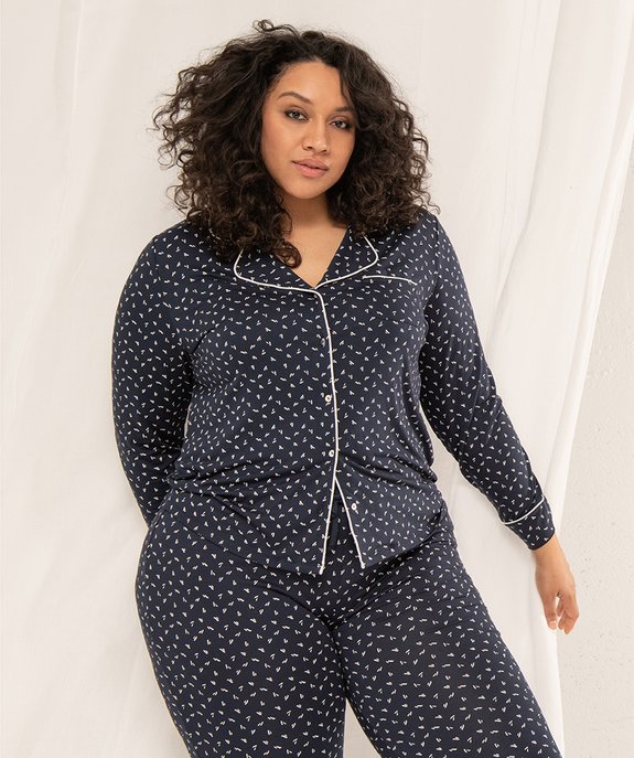 Pyjama femme grande taille deux pièces : chemise et pantalon vue6 - GEMO 4G FEMME - GEMO