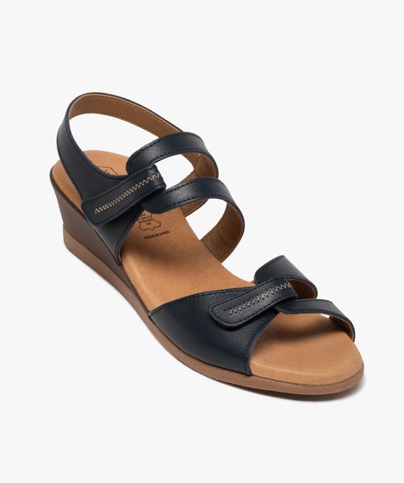 Sandales femme à petit talon compensé et brides scratch vue5 - GEMO(URBAIN) - GEMO