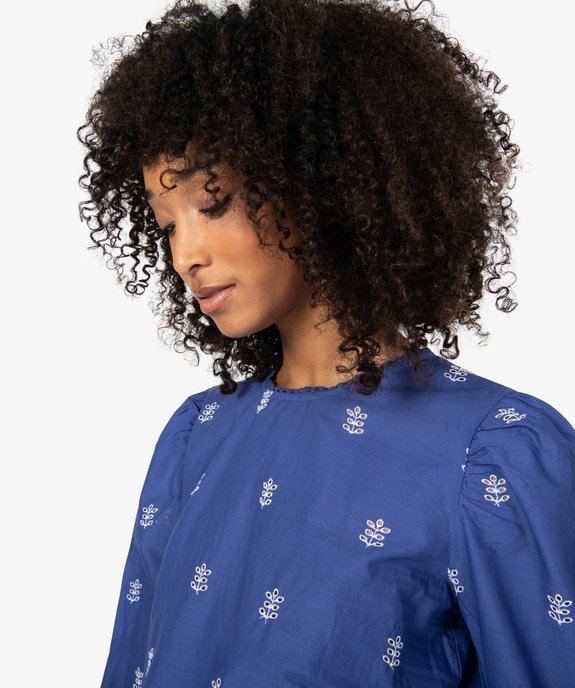 Blouse femme avec broderies ajourées vue2 - GEMO(FEMME PAP) - GEMO