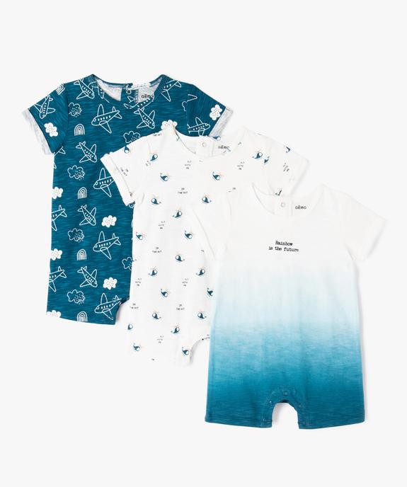 Combishort à manches courtes bébé garçon (lot de 3) vue1 - GEMO(BB COUCHE) - GEMO