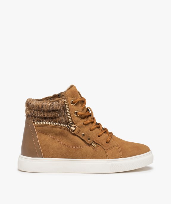 Baskets fille mid-cut fourrées à col en maille  vue1 - GEMO (ENFANT) - GEMO