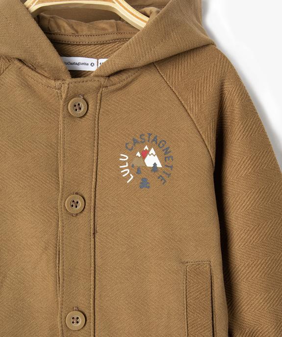 Sweat bébé garçon à capuche avec boutons - LuluCastagnette vue2 - LULUCASTAGNETTE - GEMO