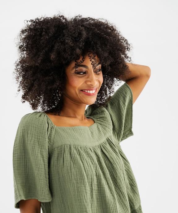 Blouse en gaze de coton avec détails brodés femme vue2 - GEMO(FEMME PAP) - GEMO