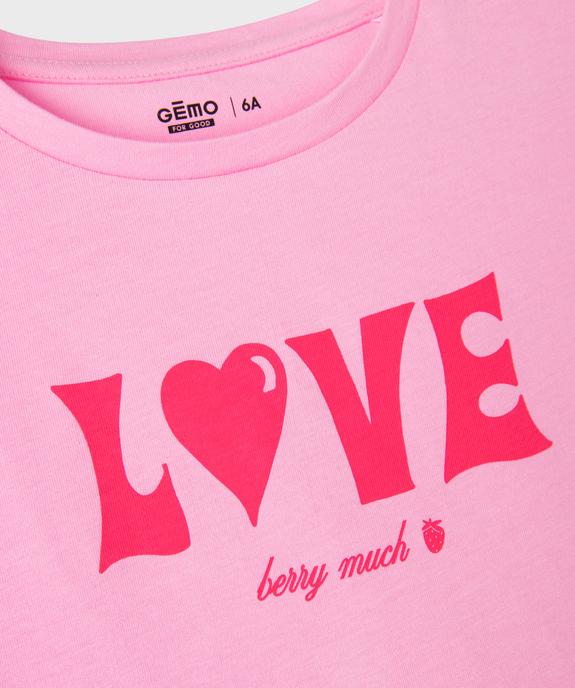 Tee-shirt manches courtes en jersey de coton imprimé fille vue2 - GEMO 4G FILLE - GEMO