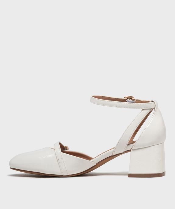 Escarpins vernis à bout arrondi avec bride cheville femme - Follow Me vue3 - FOLLOW ME - GEMO