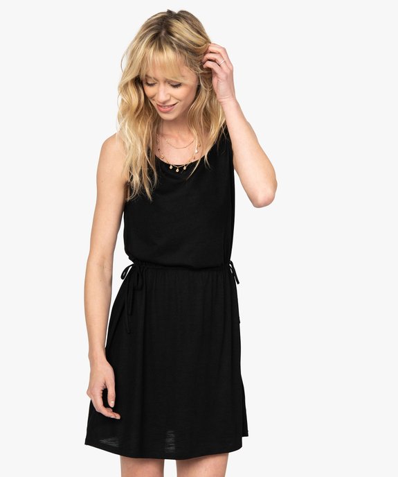 Robe tee-shirt femme avec liens à la taille vue1 - GEMO(FEMME PAP) - GEMO