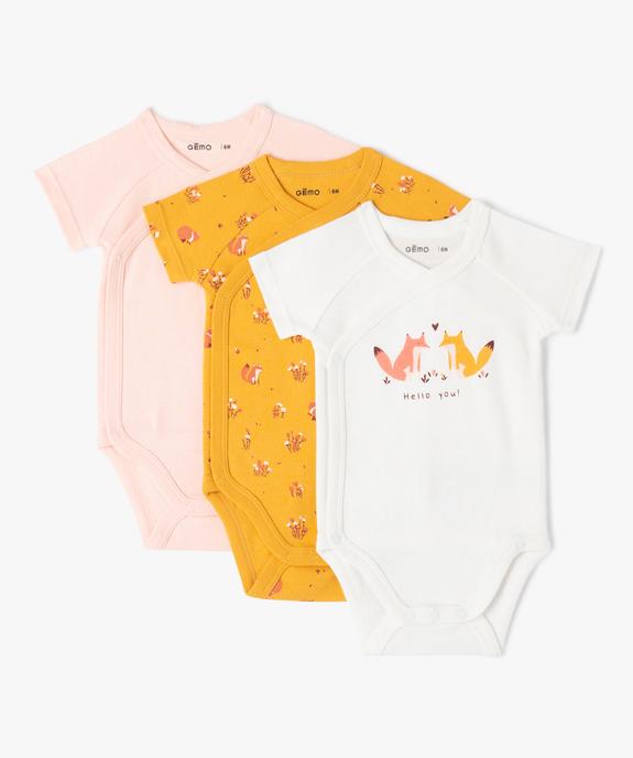 Body bébé à manches courtes et fermeture croisée (lot de 3) vue1 - GEMO 4G BEBE - GEMO