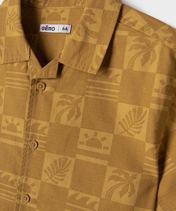 Chemise à manches courtes en coton texturé et imprimé garçon vue2 - GEMO (ENFANT) - GEMO