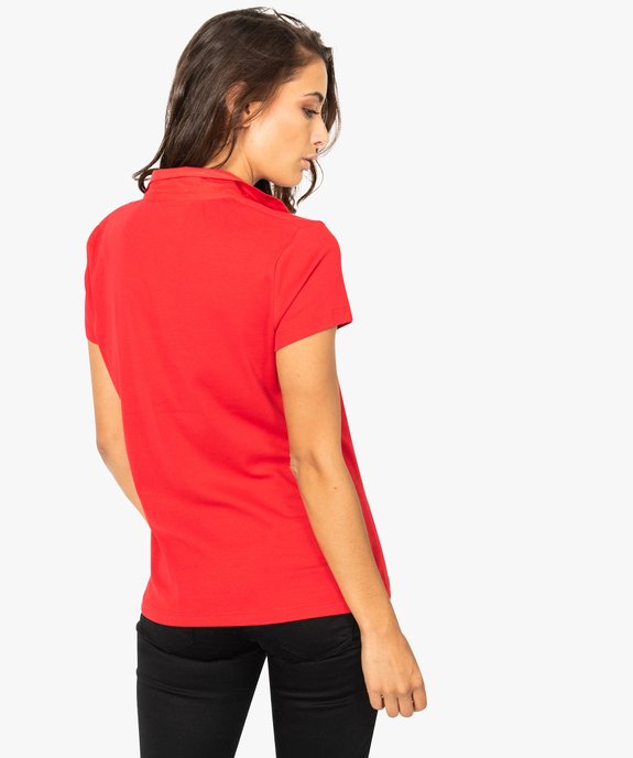 Tee-shirt femme façon polo en jersey de coton vue3 - GEMO (MAILLE) - GEMO