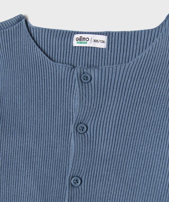 Gilet col rond en maille côtelée fille vue2 - GEMO (JUNIOR) - GEMO