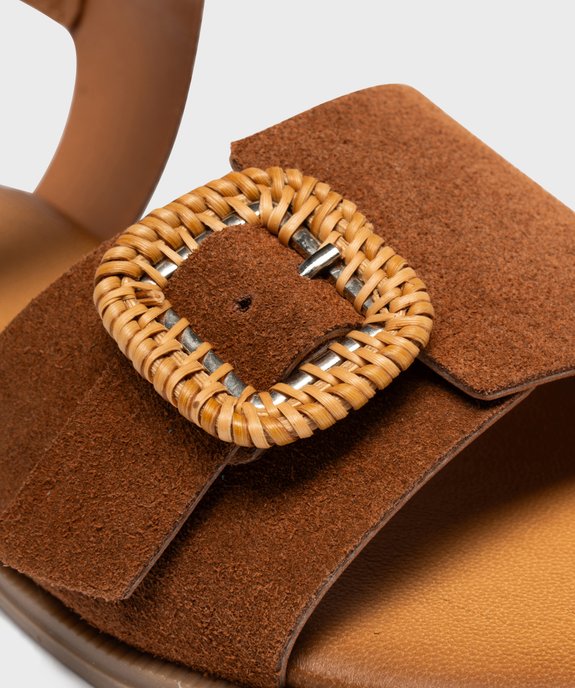 Sandales en cuir suédé à boucle fantaisie femme - Tanéo vue5 - TANEO - GEMO