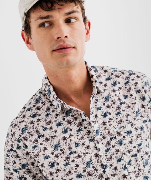 Chemise manches courtes en coton imprimé fleuri homme vue2 - GEMO 4G HOMME - GEMO