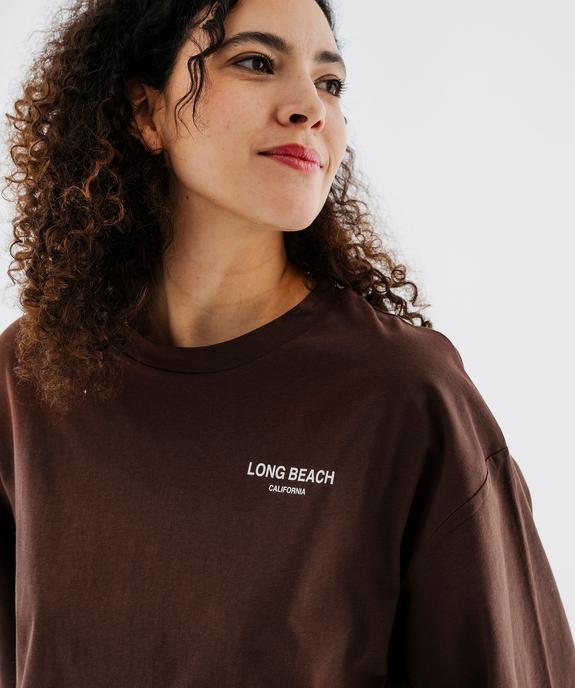 Tee-shirt manches courtes coupe large en jersey de coton imprimé femme vue2 - GEMO 4G FEMME - GEMO