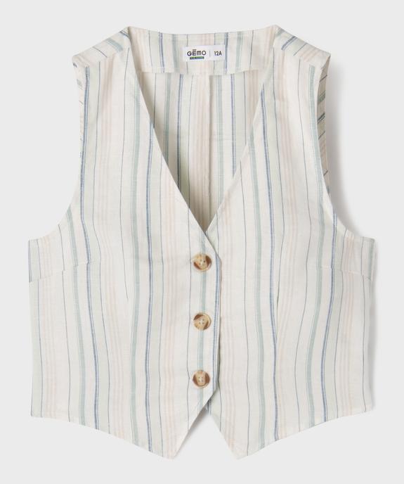 Gilet de costume sans manches en lin fille vue1 - GEMO (JUNIOR) - GEMO