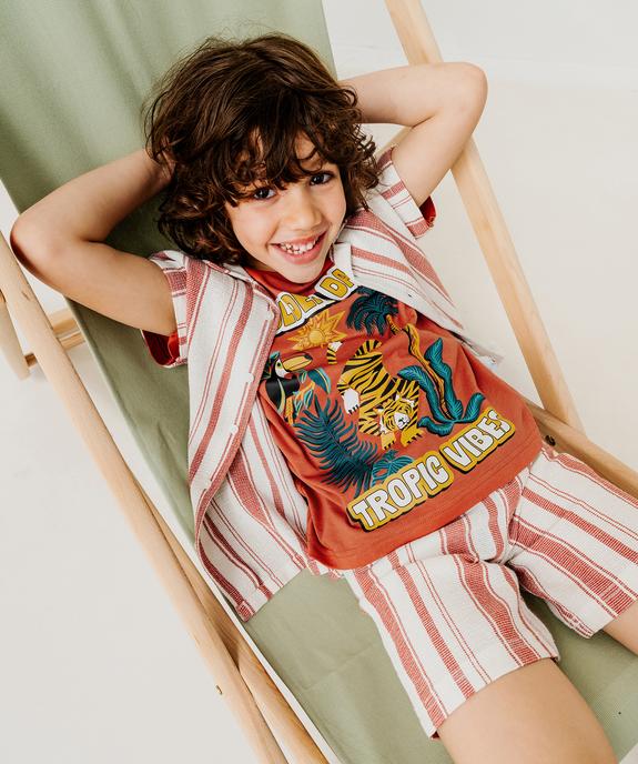 Tee-shirt manches courtes à motif tropical garçon vue1 - GEMO 4G GARCON - GEMO