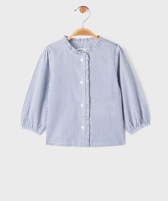 Chemise rayée avec détails froncés bébé fille vue1 - GEMO(BEBE DEBT) - GEMO