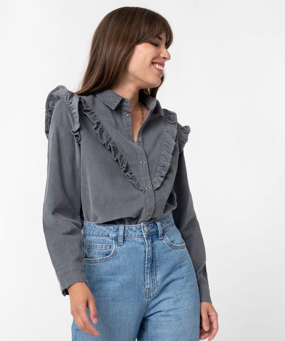 Chemise femme en velours côtelé avec volants vue2 - GEMO(FEMME PAP) - GEMO