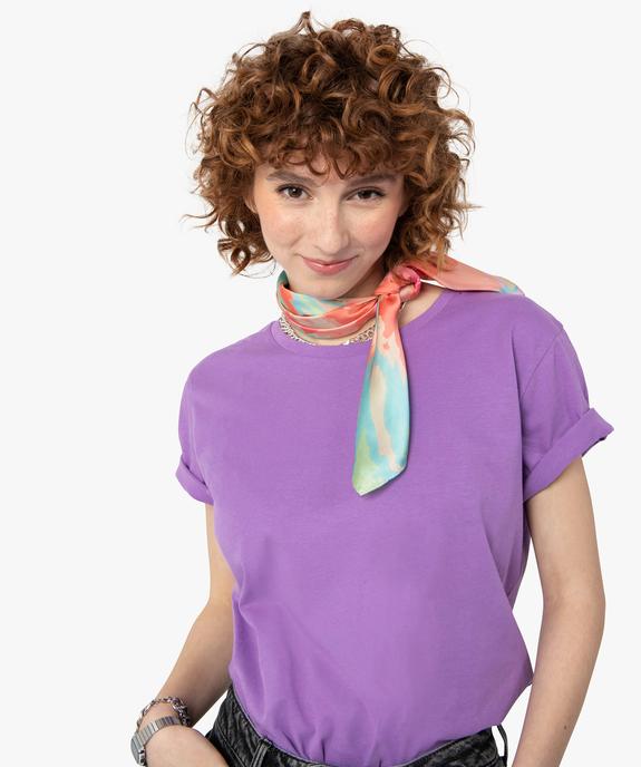 Tee-shirt femme à manches courtes avec col rond vue2 - GEMO(FEMME PAP) - GEMO