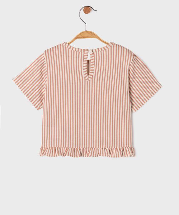 Tee-shirt manches courtes avec volant dans le bas bébé fille vue3 - GEMO(BEBE DEBT) - GEMO