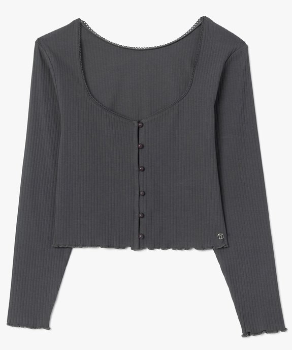 Haut de pyjama façon crop top à boutons - LuluCastagnette vue4 - LULUCASTAGNETTE - GEMO
