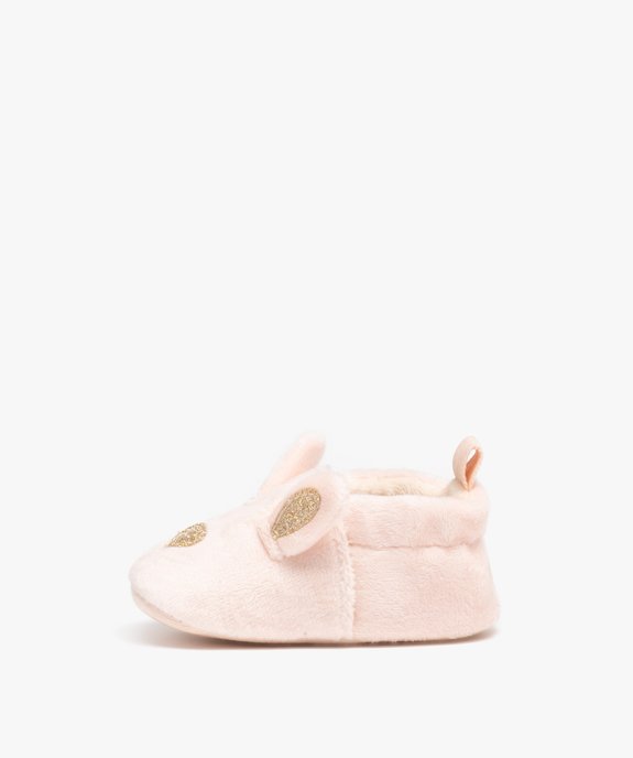 Chaussons de naissance bébé fille lapin en velours  vue3 - GEMO 4G BEBE - GEMO