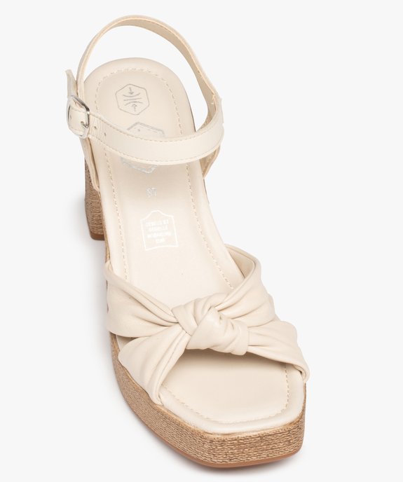 Sandales femme unies à talon et dessus cuir drapé – Tanéo  vue5 - TANEO - GEMO