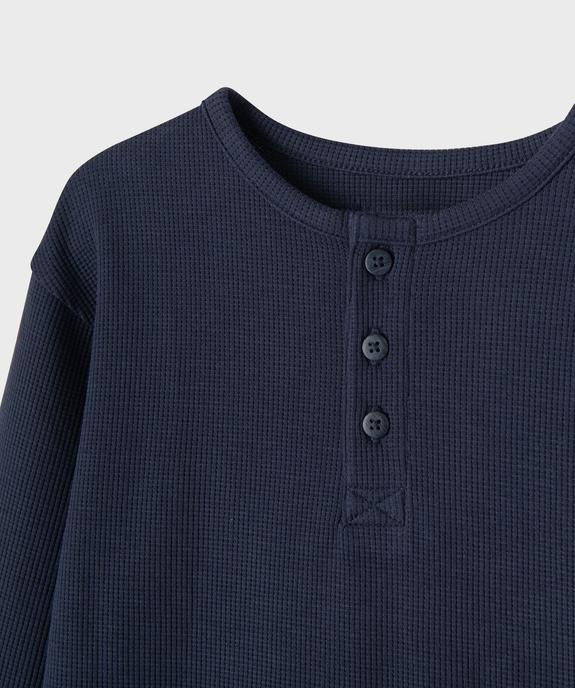 Tee-shirt manches longues en maille nid d’abeille garçon vue3 - GEMO 4G GARCON - GEMO