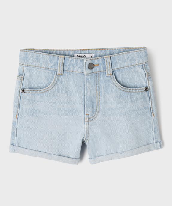 Short en jean à revers taille ajustable fille vue1 - GEMO 4G FILLE - GEMO