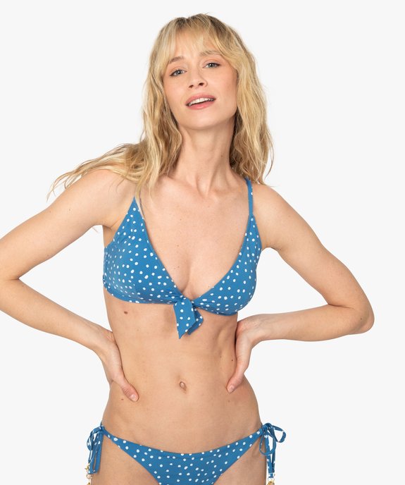 Haut de maillot de bain femme triangle à pois vue1 - GEMO (PLAGE) - GEMO