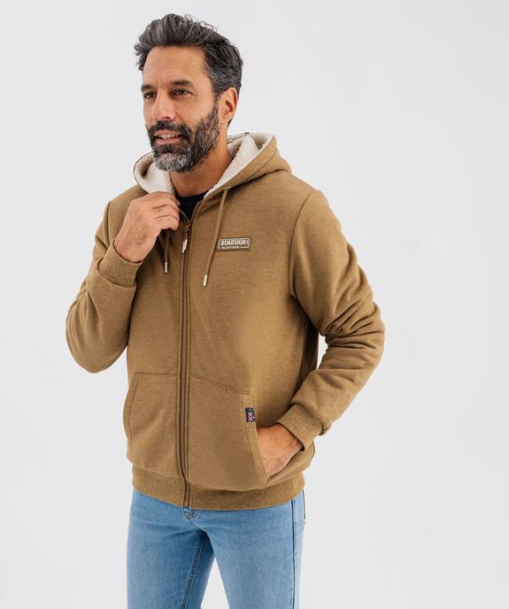 Sweat zippé à capuche avec doublure sherpa homme - Roadsign vue1 - ROADSIGN G4G - GEMO