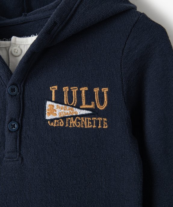 Tee-shirt bébé garçon à capuche et manches longues en maille - LuluCastagnette vue2 - LULUCASTAGNETTE - GEMO