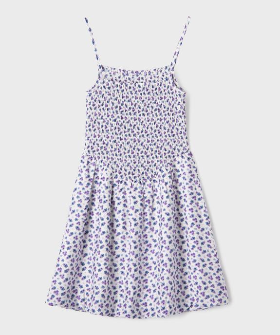 Robe à bretelles à motifs fleuris avec buste smocké fille vue3 - GEMO (JUNIOR) - GEMO