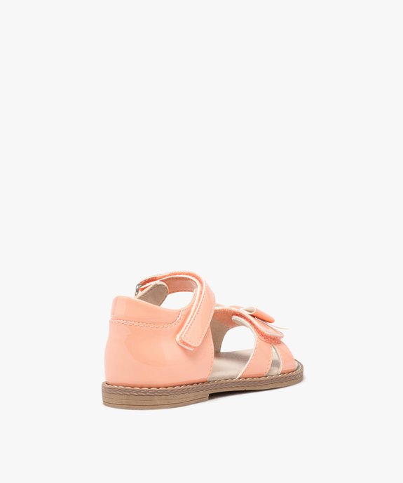 Sandales filles unies avec brides vernies scratch et noeud fantaisie vue5 - GEMO (ENFANT) - GEMO