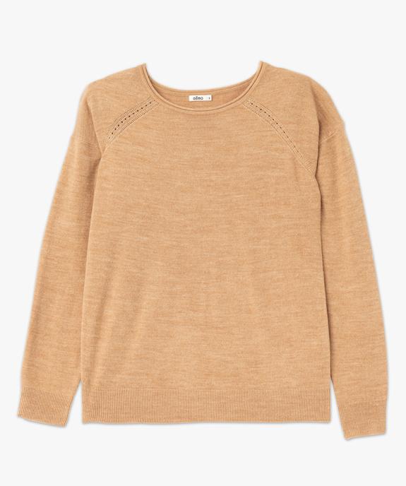 Pull fin à col rond finitions roulottée femme vue4 - GEMO(FEMME PAP) - GEMO