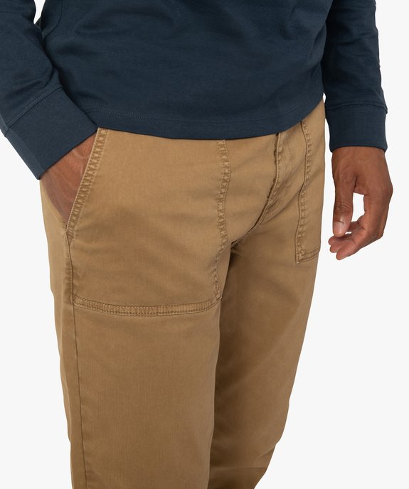 Pantalon homme en toile avec taille élastiquée vue2 - GEMO (HOMME) - GEMO