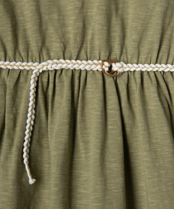 Robe courte à manches volantées en jersey de coton fille vue3 - GEMO 4G FILLE - GEMO