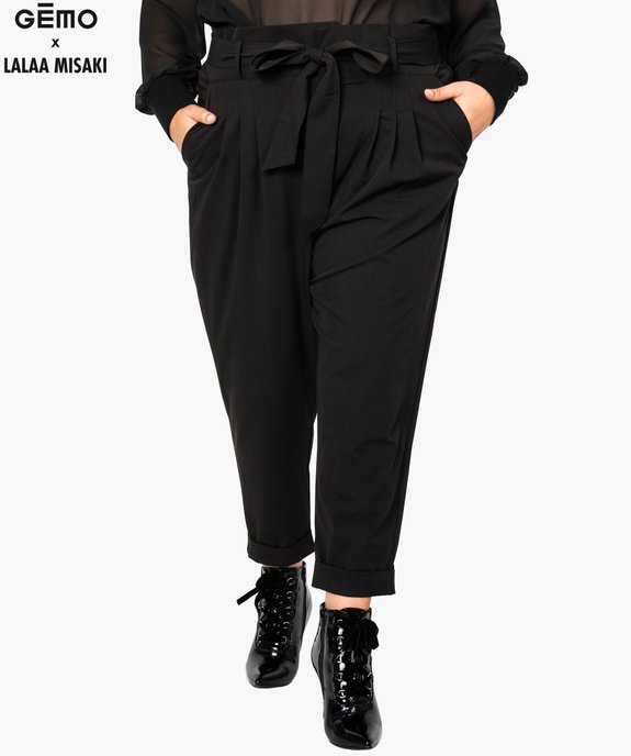 Pantalon paper bag femme avec dos élastiqué - Gémo x Lalaa Misaki vue1 - GEMO (G TAILLE) - GEMO